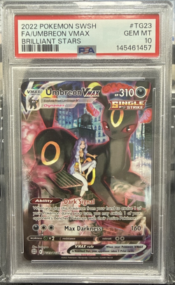2022 Pokemon SWSH Brilliant Stars #TG23 FA Umbreon VMAX PSA 10 - Image 1