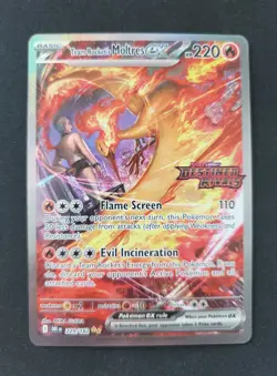 Pokemon Team Rocket's Moltres ex SIR Destined Rivals Stamped UPC Promo 229/182 - Image 1