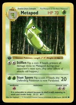 Metapod 54/102 1st Edition Base Set Shadowless Common NM EBAY LIVE MONDAY - Image 1