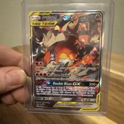 2019 POKEMON SM BLACK STAR PROMO #SM201 FULL ART/RESHIRAM & CHARIZARD GX MP - Image 1