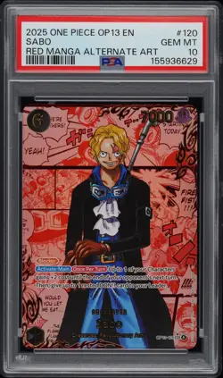 2025 ONE PIECE OP13-CARRYING ON HIS WILL RED MANGA ALTERNATE ART SABO PSA 10 - Image 1