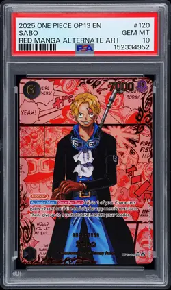 2025 ONE PIECE OP13-CARRYING ON HIS WILL RED MANGA ALTERNATE ART SABO PSA 10 - Image 1