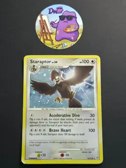 Pokemon TCG Staraptor 16/130 - English Diamond & Pearl Holo Rare Card MP - Image 1
