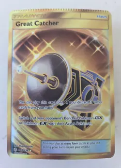 Great Catcher 264/236 Cosmic Eclipse NM Full Art Gold Pokemon Card Crimp Error - Image 1