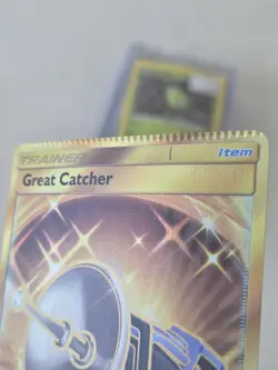 Great Catcher 264/236 Cosmic Eclipse NM Full Art Gold Pokemon Card Crimp Error - Image 4