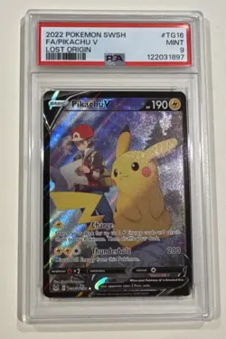 2022 Pokemon SWSH Lost Origin Pikachu V Trainer Gallery #TG16/TG30 PSA 9 - Image 1