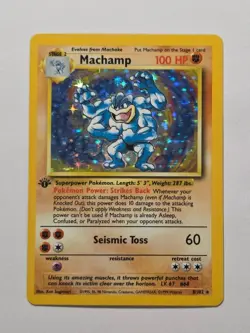 1st Edition Machamp 8/102 Base Set Rare Holo Pokemon Card WOTC 1999 - Excellent - Image 1