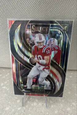 2024 Panini Select - Premier Level Drake Maye #113 Black & Red Shock Prizm (RC) - Image 1