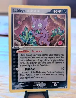 Pokemon TCG Sableye 10/100 Crystal Guardians Holo Rare (LP) - Image 1