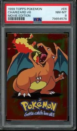 1999 Topps Pokemon Movie Edition #6 CHARIZARD #E6 Holo Foil PSA 8 Near Mint - Image 1