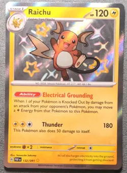 Pokemon English - Paldean Fates - Raichu 132/091 - Baby Shiny - NM - Image 1