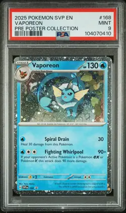 2025 POKEMON SVP EN-SV BLACK STAR PROMO #168 VAPOREON PSA 9 - Image 1
