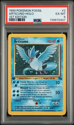 1999 Pokemon Fossil 1st Edition 2 Articuno Holo PSA 6 139670407 - Image 1