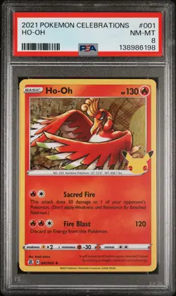 2021 Pokemon Celebrations Ho-Oh #001 PSA 8 - Image 1