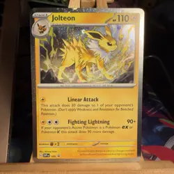 Jolteon 168 HOLOBLEED/SWIRL Prismatic Evolutions Black Star Pokemon TCG MINT - Image 1