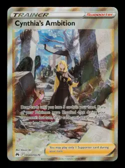 Pokemon Card Cynthia's Ambition GG60/GG70 Crown Zenith Full Art Trainer EX 2023 - Image 1