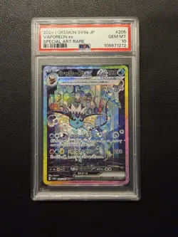 Pokemon TCG Vaporeon ex 205/187 SV8a Holo Japanese PSA 10 - Image 1