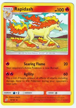 Rapidash Uncommon SM - Team Up 18/181 LP Pokemon TCG - Image 1