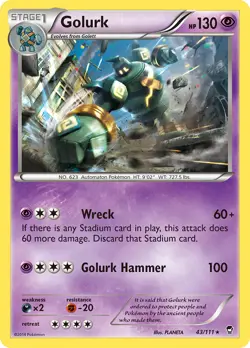 Golurk (43/111) [XY: Furious Fists] Lightly Played Reverse Holofoil Pokemon TCG - Image 1