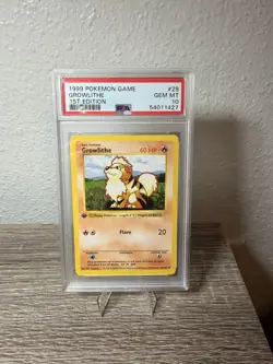 Pokemon TCG Growlithe Base Set Shadowless 1st Edition PSA 10 28/102 - Image 1