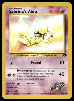 Sabrina's Abra (93) 093/132 Pokemon Gym Challenge Unlimited Non Holo (MP) - Image 1