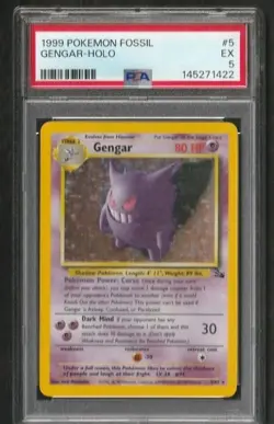 Pokemon Gengar ex 5/62 Fossil Holo Rare Unlimited PSA 5 Stage 2 1999 - Image 1