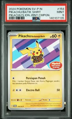 Pikachu Berkemeja Batik 154/SV-P Indonesia Journey Promo Pokemon PSA 9 - Image 1
