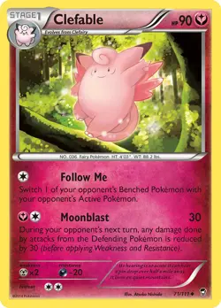 Clefable (71/111) [XY: Furious Fists] Lightly Played Reverse Holofoil Pokemon TC - Image 1
