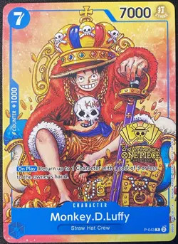 One Piece TCG - Monkey.D.Luffy P-043 (2nd Anniversary Stamped Promo) King NM/M - Image 1