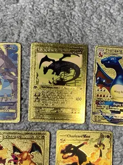 Set of 5 Charizard Gold Foil Fan Art Display Cards - Image 3