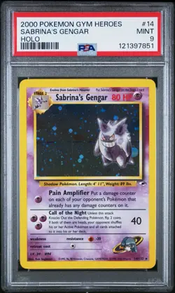2000 Pokemon Sabrina's Gengar Gym Heroes Holo Rare #14 PSA 9 Mint - Image 1