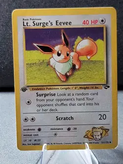 Pokemon Card 1st Edition Lt. Surge’s Eevee 51/132 - Gym Challenge Collection LP - Image 1