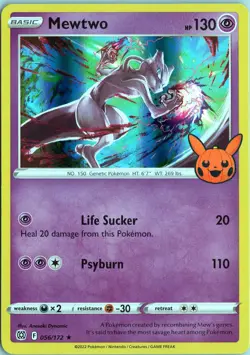 MEWTWO 056/172 HOLO RARE TRICK OR TRADE BRILLIANT STARS POKEMON NM - Image 1