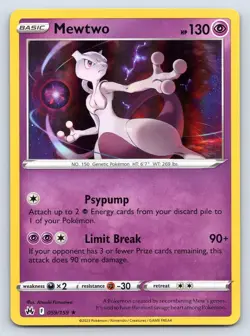 MEWTWO 059/159 HOLO RARE CROWN ZENITH POKEMON NM - Image 1