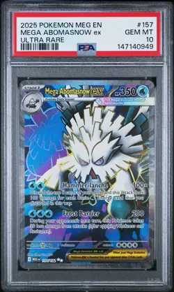 2025 POKEMON MEG EN-MEGA EVOLUTION ULTRA RARE #157 MEGA ABOMASNOW EX PSA 10 - Image 1