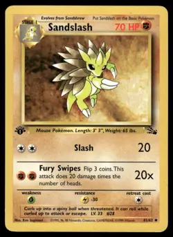 Sandslash 41/62 1st Edition Fossil Uncommon NM EBAY LIVE MONDAY - Image 1