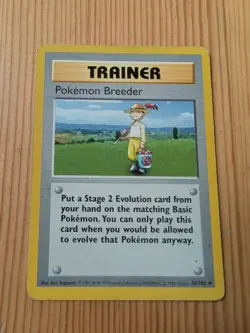 Base Set Unlimited Pokemon Breeder 76/102 Rare Pokemon MP - Image 1
