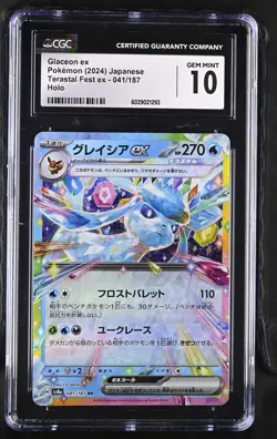 Glaceon EX 041/187 Holo Terastal Fest EX Pokemon Japanese CGC 10 Gem Mint - Image 1