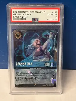 2024 DISNEY LORCANA EN 3 ENCHANTED #217 GRAMMA TALA SPIRIT OF THE OCEAN PSA 10 - Image 1