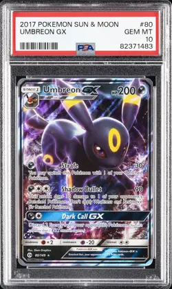 2017 POKEMON SUN & MOON #80 UMBREON GX PSA 10 - Image 1
