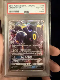 Umbreon GX 80/149 PSA 10 Mint Sun Moon 2017 Full-Art Holo Pokemon Card - Image 1