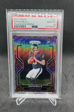 2021 Panini Prizm Davis Mills Snakeskin Prizm #352 RC PSA 10 Texans - Image 1
