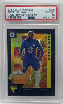 2021-22 Panini Chronicles PL Flux Romelu Lukaku #278 BLACK Prizm #1/1 PSA 10 SSP - Image 1
