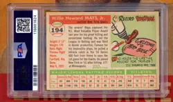 WILLIE MAYS 1955 Topps Baseball #194 Graded PSA 6 EX-MT NEW YORK GIANTS HOF - Image 2