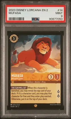 2023 DISNEY LORCANA EN 2-RISE OF THE FLOODBORN MUFASA - BETRAYED LEADER PSA 9 - Image 1
