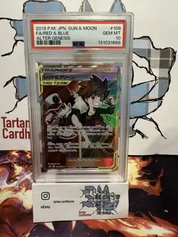 PSA 10 Red & Blue 108/095 SR Alter Genesis TAG TEAM SM12 Pokemon Card Japanese - Image 1