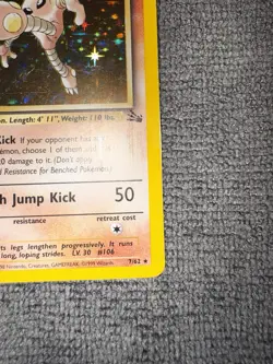 Hitmonlee 7/62 Fossil Holo. Near Mint Beautiful Card Excellent Condition. - Image 5