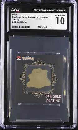 Pokemon CGC10 GEM MT Ditto 24K Gold Plating 2023 Candy Stickers Korean - Image 1