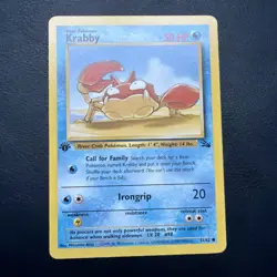 Krabby 51/62 Common: 1st First Edition Fossil Pokemon Trading Card Game TCG - Image 1