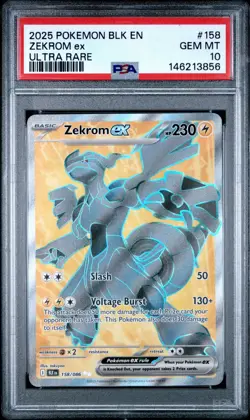 2025 POKEMON BLK EN-BLACK BOLT ULTRA RARE #158 ZEKROM EX PSA 10 - Image 1